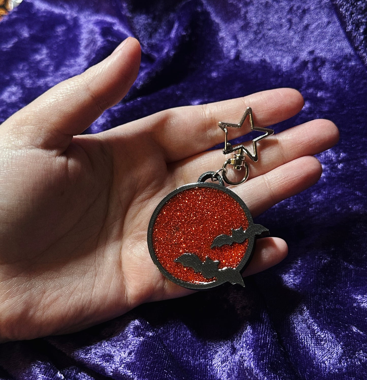 Glittery Blood Moon NFC Keychain